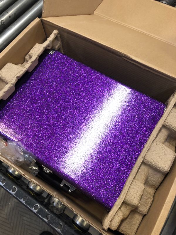 Photo 1 of Victrola Vintage 3-Speed Bluetooth Portable Suitcase Record Player with Built-in Speakers | Upgraded Turntable Audio Sound| Includes Extra Stylus | Purple Glitter (VSC-550BT-GPR), 1SFA Purple Glitter Record Player