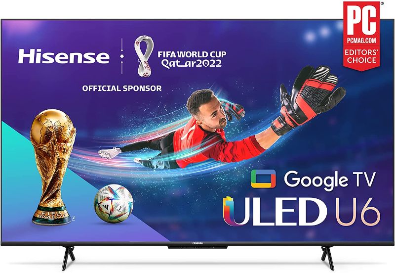 Photo 1 of Hisense ULED 4K Premium 65U6H Quantum Dot QLED Series 65-Inch Smart Google TV, Dolby Vision Atmos, Voice Remote, Compatible with Alexa (2022 Model) -- FACTORY SEALED 
