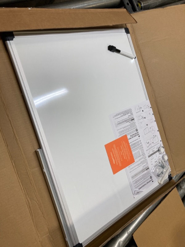 Photo 3 of Amazon Basics Magnetic Dry Erase White Board, 24 x 18-Inch Whiteboard - Silver Aluminium Frame 18"x24" Magnetic, Aluminum FrameLPNPMOE5963504
