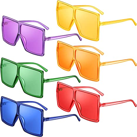 Photo 1 of 6 PIECES OVERSIZED SHADES SQUARE TOP SUNGLASSES, COLORS MAY VARY