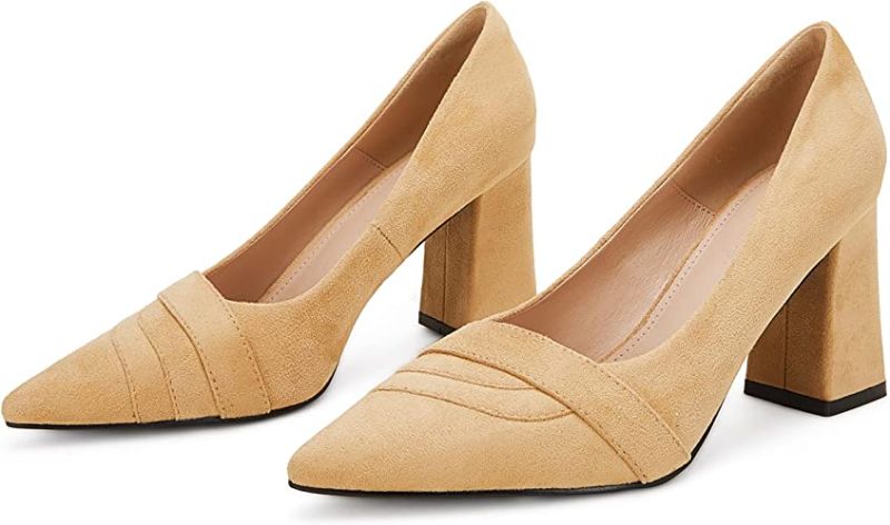 Photo 1 of Ermonn Womens Block Chunky Heels Pumps Closed Pointed Toe Office Wedding Dress Pump Shoes
, SIZE 8