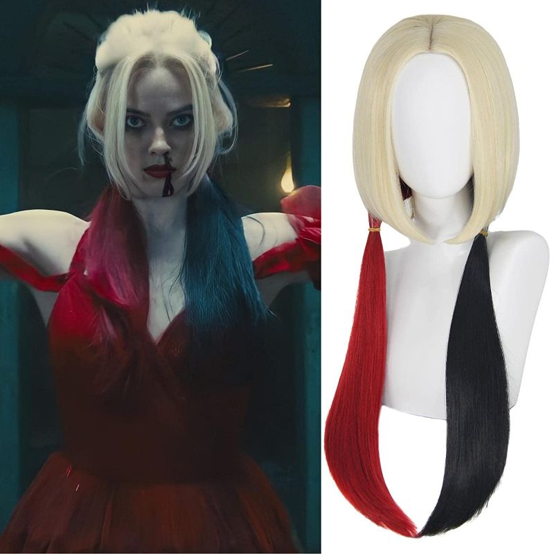 Photo 1 of Fover Harley Quinn Wigs for Women Girls Red and Black Wigs for Harley Quinn Costume Women Halloween FE015

