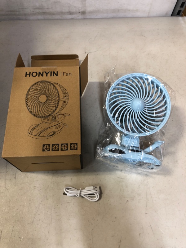 Photo 2 of HONYIN 5000mAh Rechargeable Battery Operated Clip on Fan, 6'' CVT Small Desk Fan with Sturdy Clamp, Quiet Operation, Little Personal Cooling Fan for Bedroom Stroller Office Treadmill
