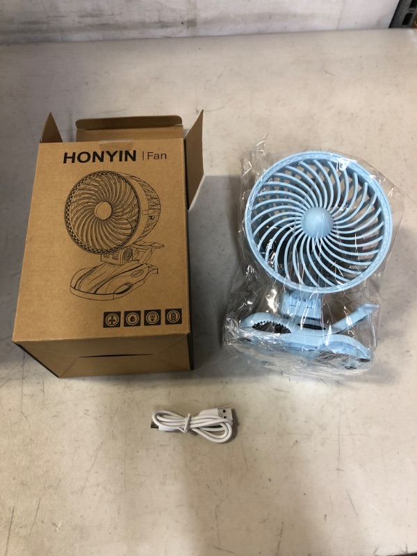 Photo 2 of HONYIN 5000mAh Rechargeable Battery Operated Clip on Fan, 6'' CVT Small Desk Fan with Sturdy Clamp, Quiet Operation, Little Personal Cooling Fan for Bedroom Stroller Office Treadmill
