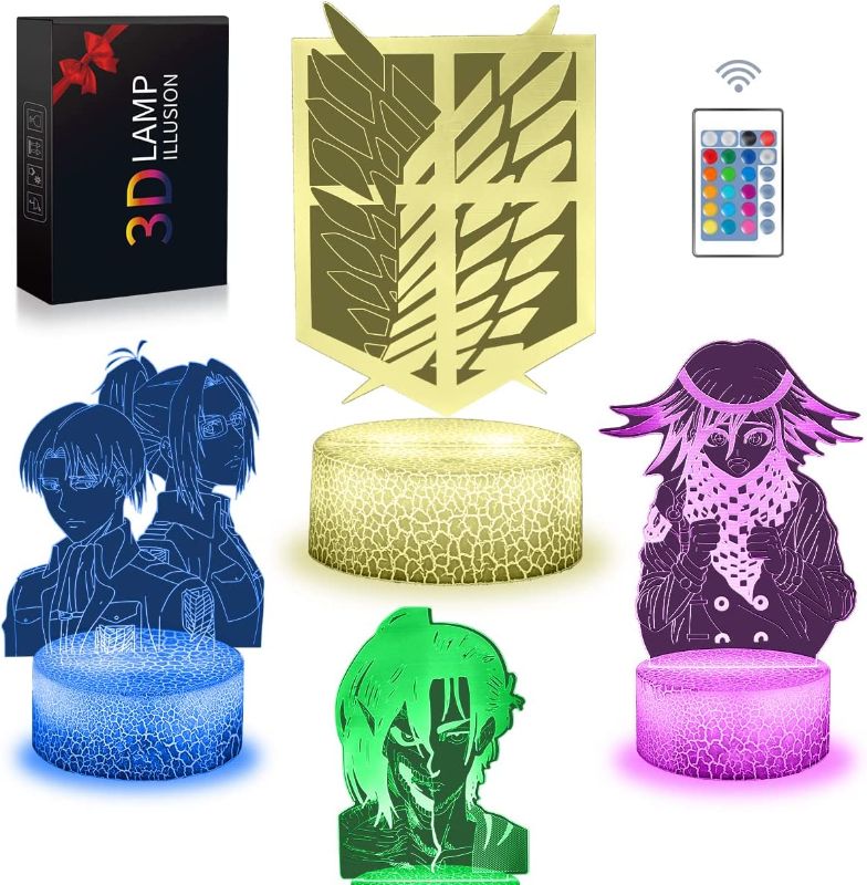 Photo 1 of Christmas Toys for Kids, 3D Night Light, 4 Patterns 16 Color Change Anime Lamp with Remote Control & Smart Touch for Kids, Birthday Christmas for Age 2 3 4 5 6 7+ Year Old Kids Gifts
