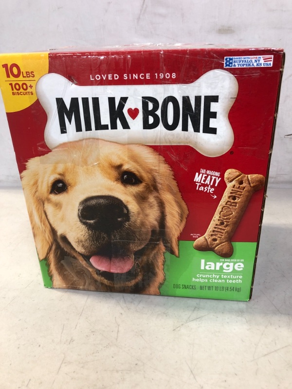 Photo 3 of 10 Lbs. Milk Bone, Large Dog Biscuit
[[[MINOR DAMAGE TO BOX]]
BB 03/08/2024