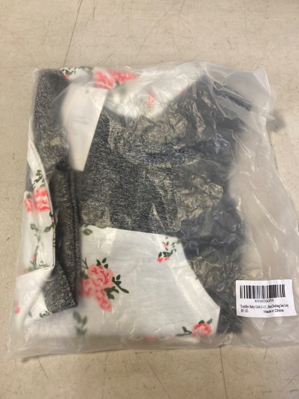 Photo 2 of 2pcs Infant Baby Girls Clothes Long Sleeve Hoodie with Floral Pants Outfit Sets for Fall Winter Spring  06-12 MONTHS