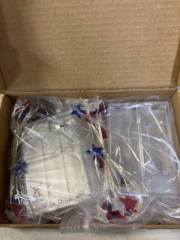 Photo 2 of 2 Pack Star Shaped ,Red White and Blue ,American Flag ,Battery Operated Indoor String Lights,USA 4th for July Fairy Lighting ,Independence Day ,Home Patriotic,Memorial Day Decor( 2M 20 LEDs)