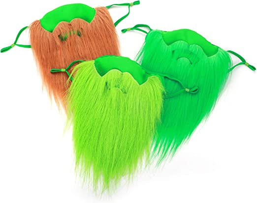 Photo 1 of 3PCS St. Patrick's Day Fake Beard Irish Breathable Green Beard Mouth Coverings Irish Costume Accessory for Men Women
