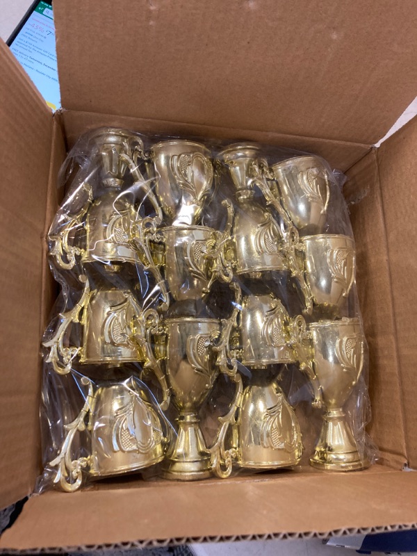 Photo 2 of 12PC JCHB Fillable Gold Trophy Cup Award with Pouch, Kids Competition Awards Prizes Toy for School Games Party Favors Props