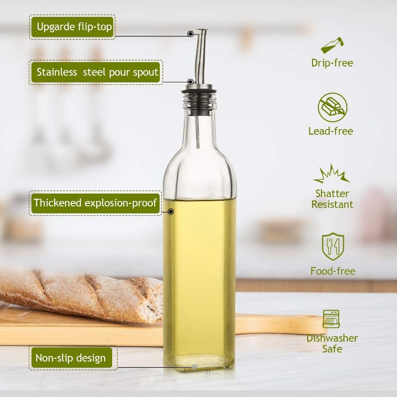 Photo 1 of [2 PACK Glass Olive Oil Dispenser Bottle Set - l Clear Oil & Vinegar Cruet Bottle with Pourers, Funnel and Labels - Olive Oil Carafe Decanter for Kitchen
FACTORY SEALED
