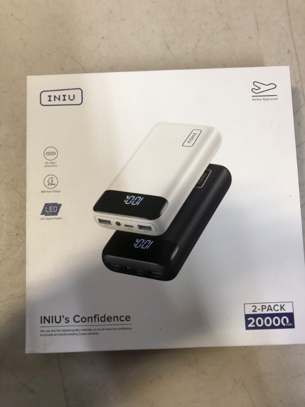 Photo 2 of [2 Pack] INIU Portable Charger, 22.5W PD QC Fast Charging 20000mAh LED Display Power Bank External Battery Pack Compatible with iPhone 14 13 12 X Pro Max Samsung S21 Google LG AirPods iPad Tablet, etc
FACTORY SEALED