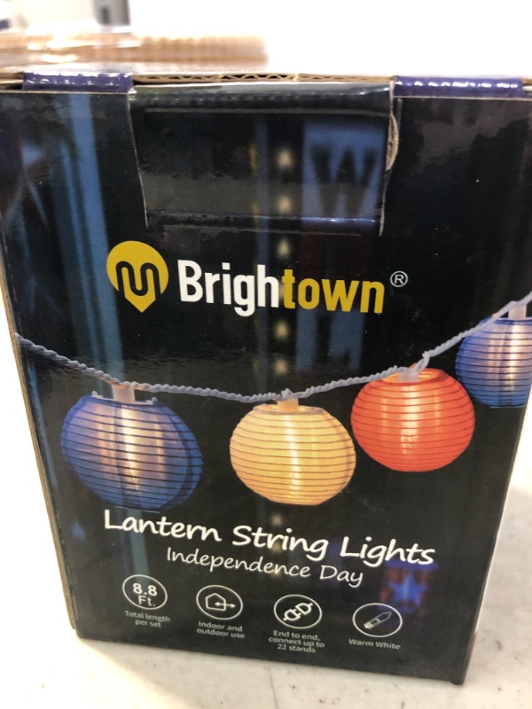 Photo 2 of 4th of July Lights - Minetom Lantern String Lights, 6.7 Feet 10 Waterproof Nylon Lantern Hanging Globe Light, Plug in Connectable Decorative Lights for Independence Day Garden Fourth of July Decor