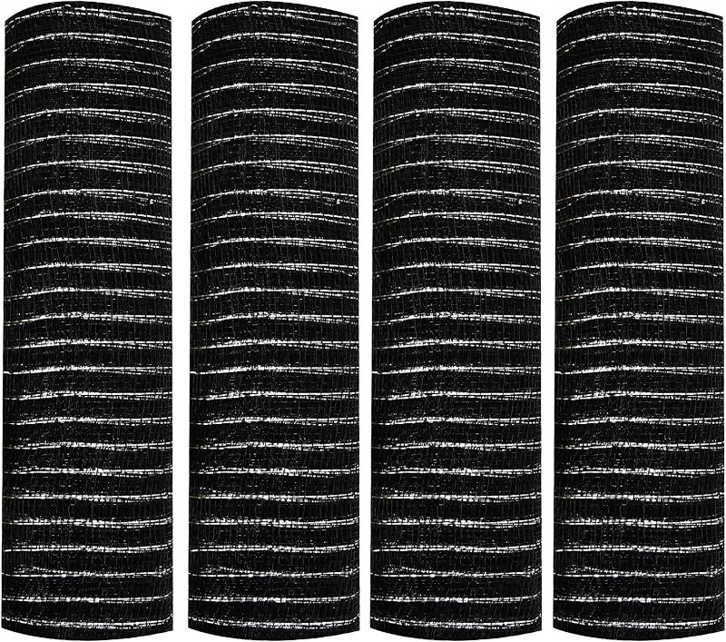 Photo 1 of  Thanksgiving Day Poly Mesh Ribbon Decorative Metal Autumn Mesh Foil Black Mesh Rolls for DIY Thanksgiving Day Projects Garland Party Decor Wrapping Craft, 4 Rolls