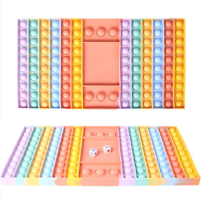 Photo 1 of Big Size Pop 1 Pack Pop Game Board Pop Its Rainbow Chess Board Silicone Fidget Toy Popits Jumbo Pop Toy Bubble Popping Sensory Toy Stress Relief Figetget Toy Gifts for for Kid Adult Men Women (A2)