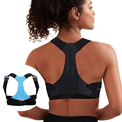 Photo 1 of LONSUN Back Straightener Posture Corrector Back Brace for Women and Men, Adjustable Comfortable Posture Brace for Upper Back Support and Neck, Back, Shoulder Pain Relief, Black, M
