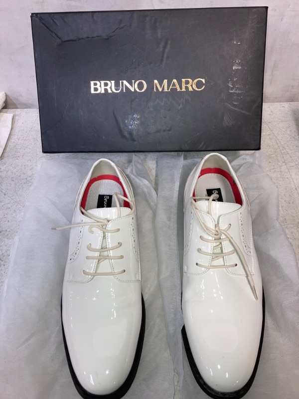 Photo 1 of Bruno Marc Men's Leather Lined Dress Oxfords Shoes SIZE 9 White Pat