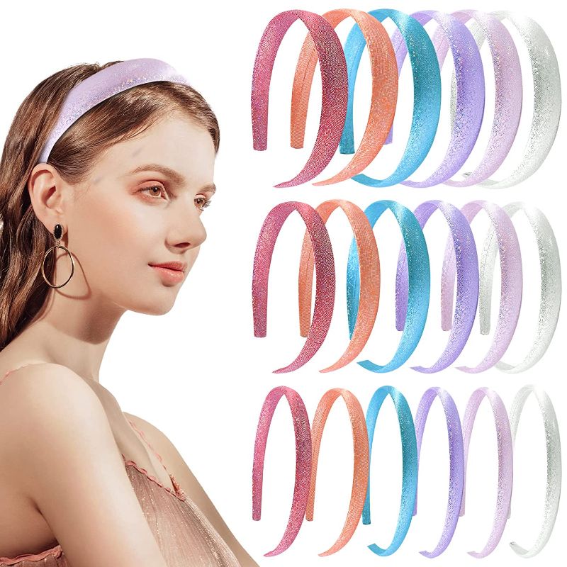 Photo 1 of 18 Pcs Headband for Girls Women Satin Headbands for Girls Toddler Colorful Plastic Headbands 0.4 Inch 0.6 Inch 0.8 Inch Wide Assorted Headbands for Girls Made By Fishdown
