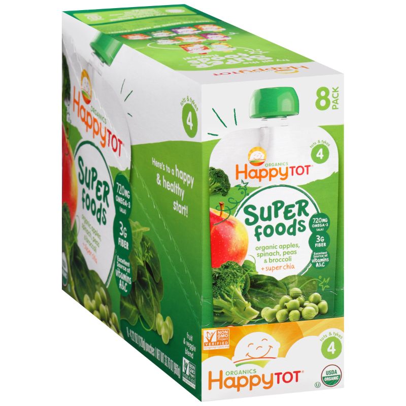 Photo 1 of  Happy Tots Organic Superfood Broccoli Spinach Pea & Apple 4.22 Oz ( EXP: 01/06/2023)
