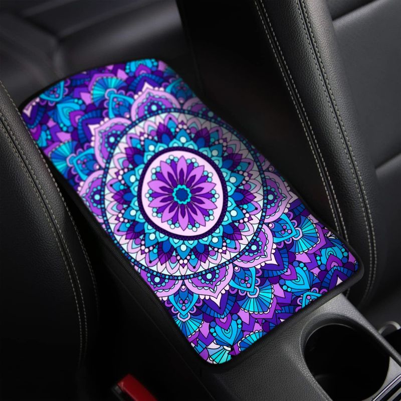 Photo 1 of 2 PK Vehicle Center Console Armrest Cover Pad, Universal Fit Soft Comfort Center Console Armrest Cushion for Car, Stylish Pattern Design Car Armrest Cover, Universal Center Console Cover, Hippie Armrest
