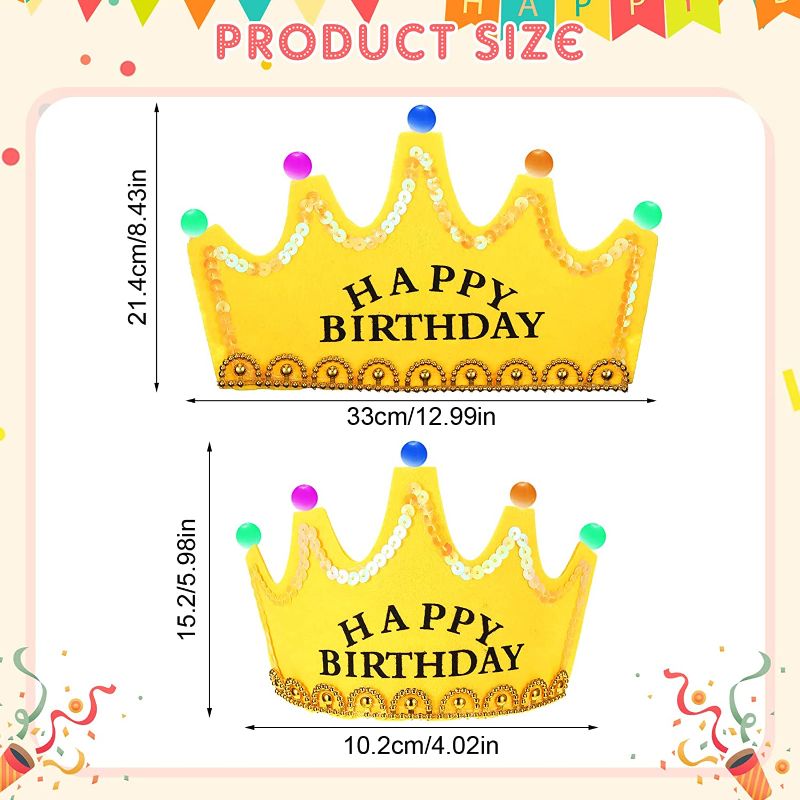 Photo 2 of 10 Pack Light Up Birthday Crown Headband LED Birthday Party Crowns Glow Party Headband Felt Flashing Crown Hats Happy Birthday Tiaras for Party Supplies Favors, Assorted Colors ***** sealed box 

