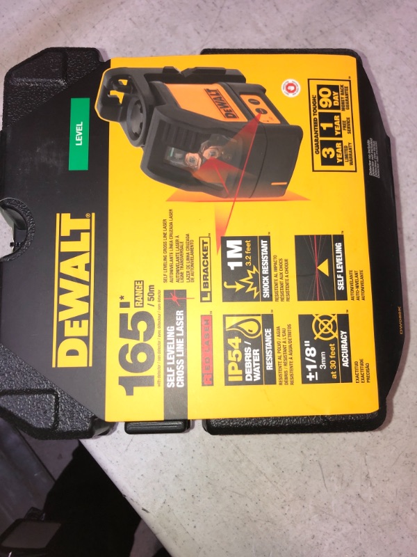 Photo 2 of DEWALT Line Laser, Self-Leveling, Cross Line, Red Beam