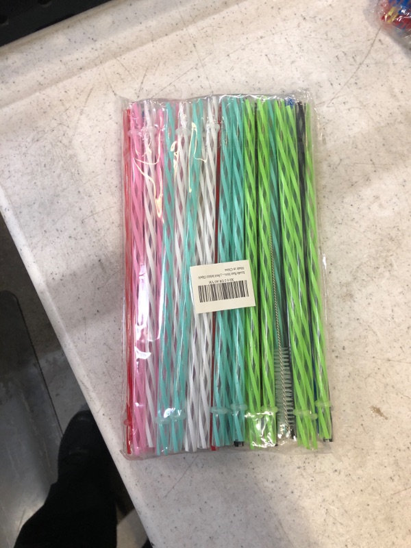 Photo 3 of 50 Pieces Reusable Plastic Straws. BPA-Free, 9 Inch Long Drinking Transparent Straws Fit for Mason Jar, Yeti Tumbler, Cleaning Brush Included