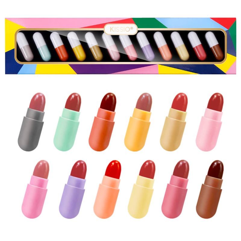 Photo 1 of  Lipstick,Lipstick Set 12 Colors for Christmas,Mini Matte Lipstick,Lip Capsules,Waterproof Long Lasting Mini Capsules Lipstick,Travel Friendly,Cruelty Free,2.33 Oz