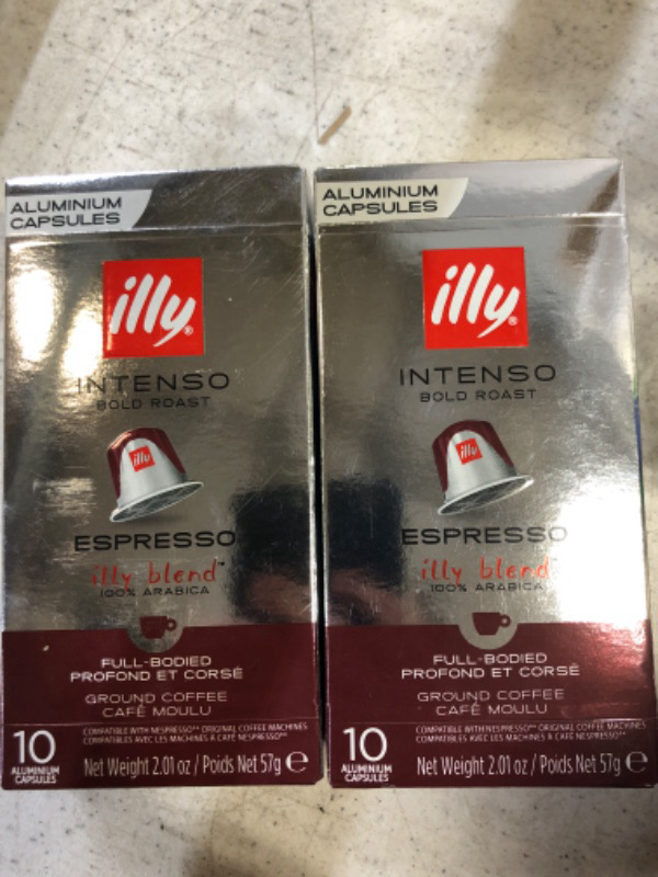 Photo 2 of 2 BOXES (20 CAPSULES TOTAL) illy Espresso Single Serve Coffee Capsules compatible with Nespresso Machines, 100% Arabica Bean Signature Italian Blend, Intenso Dark Roast, 10 Count Intenso Bold Roast