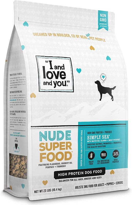 Photo 1 of "I and love and you" Nude Superfood Dry Dog Food - Grain Free Kibble, Prebiotics & Probiotics & Digestive Enzymes for Large and Small Dogs (Variety of Flavors)
