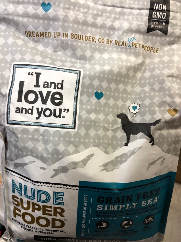 Photo 2 of "I and love and you" Nude Superfood Dry Dog Food - Grain Free Kibble, Prebiotics & Probiotics & Digestive Enzymes for Large and Small Dogs (Variety of Flavors)
