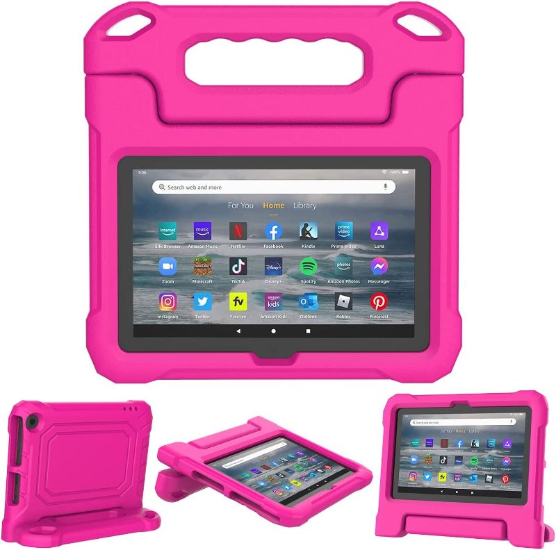 Photo 1 of Kids Case for Amazon All-New Fire 7 inch Tablet (12th Generation, 2022 Release)- Durable Shockproof Protective Kid-Proof Case with Stand Handle, Pink