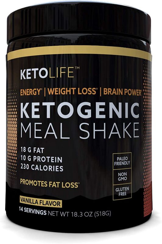 Photo 1 of KetoLife Ketogenic Meal Shake Vanilla Dietary Supplement, Rich in MCTs and Protein, Keto and Paleo Friendly, Weight Loss, 18.3 oz. (14 servings)
FACTORY SEALED EXP:02/2023