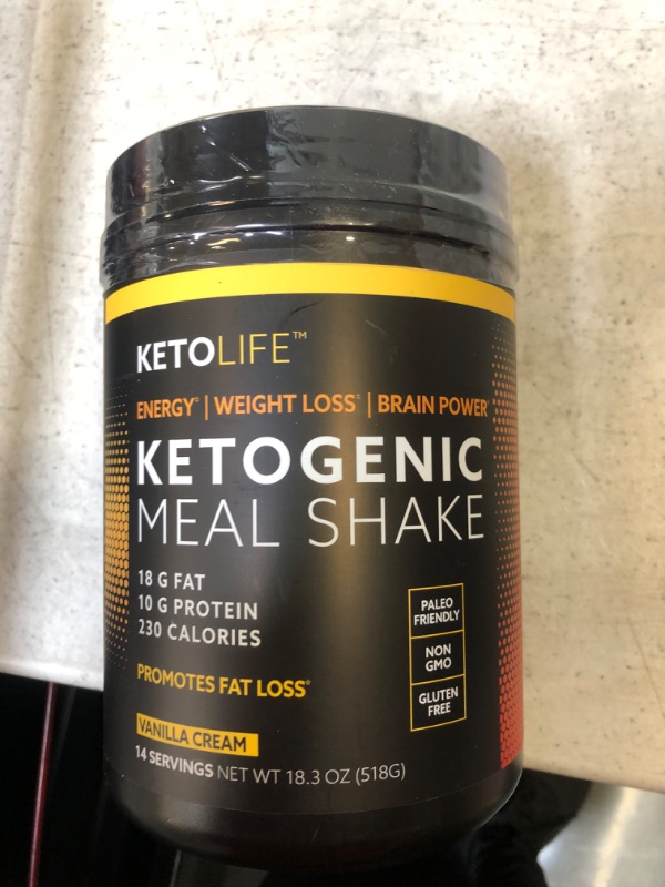 Photo 1 of KetoLife Ketogenic Meal Shake Vanilla Dietary Supplement, Rich in MCTs and Protein, Keto and Paleo Friendly, Weight Loss, 18.3 oz. (14 servings)
FACTORY SEALED EXP:02/2023