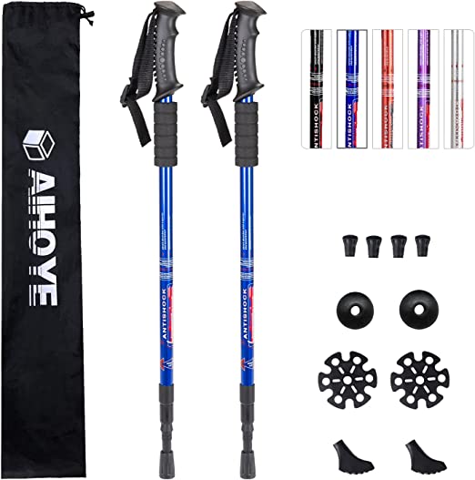 Photo 1 of Aihoye Hiking Trekking Poles, 2 Pack Collapsible,Lightweight, Anti Shock, Hiking or Walking Sticks,Adjustable Hiking Pole for Men and Women