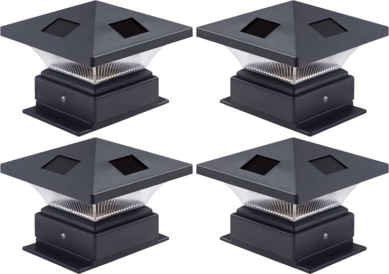 Photo 1 of 4 Pack Westinghouse Pagoda II Black Solar Post Cap Lights for 4 x 4 Wood Posts
