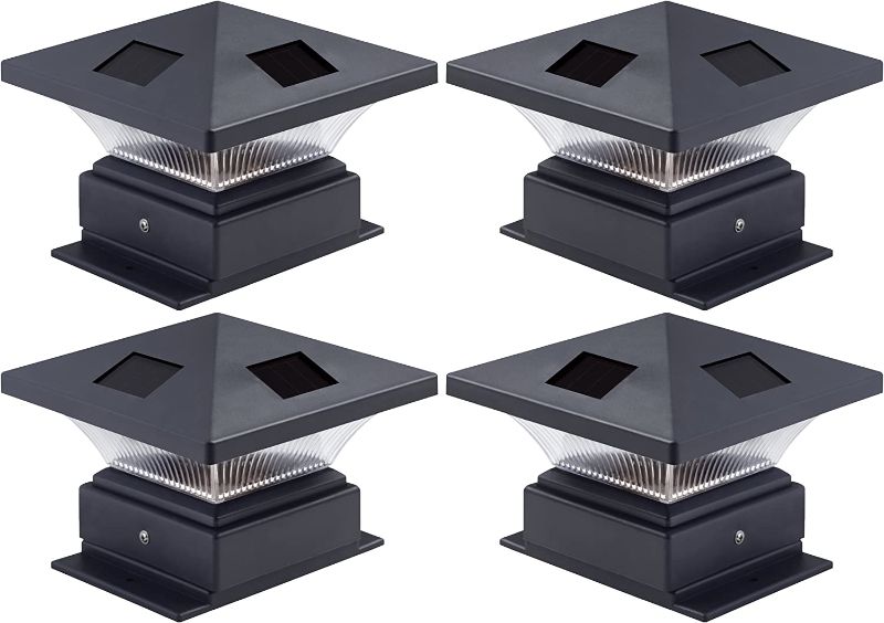 Photo 1 of 4 Pack Westinghouse Pagoda II Black Solar Post Cap Lights for 4 x 4 Wood Posts
