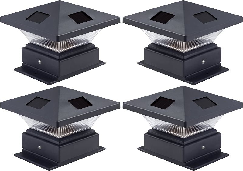Photo 1 of 4 Pack Westinghouse Pagoda II Black Solar Post Cap Lights for 4 x 4 Wood Posts
