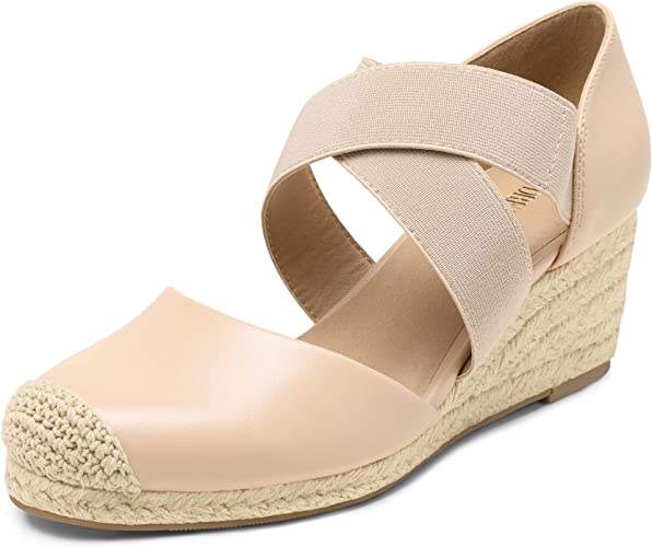 Photo 1 of DREAM PAIRS Womens Close Toe Espadrilles Dressy Platform Sandals Slip on Elastic Criss Cross Ankle Straps Wedges Sandals--- SIZE 6.5
