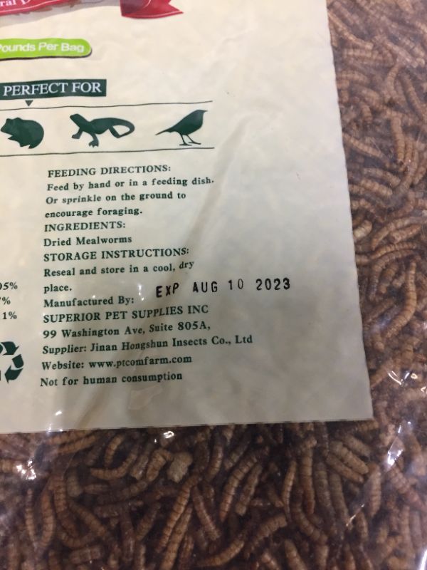 Photo 2 of 10lbs Bulk Non-GMO Dried Mealworms for Reptile , Tortoise ; Amphibian ,Lizard ;Wild Birds; Chichens; Duck etc --BEST BY- 08/10/2023
