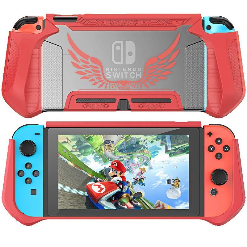 Photo 1 of HEYSTOP Case Compatible with Nintendo Switch Case Screen Protector,TPU Protective Heavy Duty Cover Case for Nintendo Switch with Shock Absorption and Anti-Scratch (Red)
