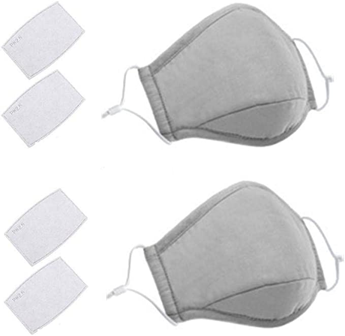 Photo 1 of 2 Pack Cloth Face Mask with 4 Air Filter Cotton Sheet Washable Reusable Face Protector with Adjustable Straps
