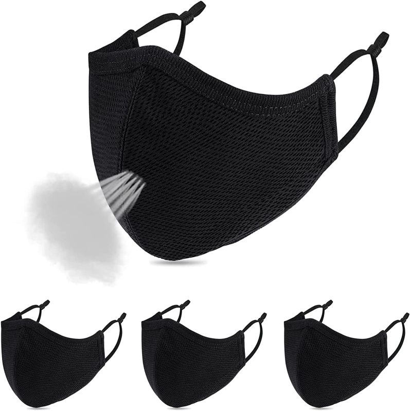 Photo 1 of Black Face Mask,Reusable Face Masks, Cloth Face Mask with Adjustable Ear Loops, Travel Masks, Breathable Adult Masks Washable for Men Women (Black)
