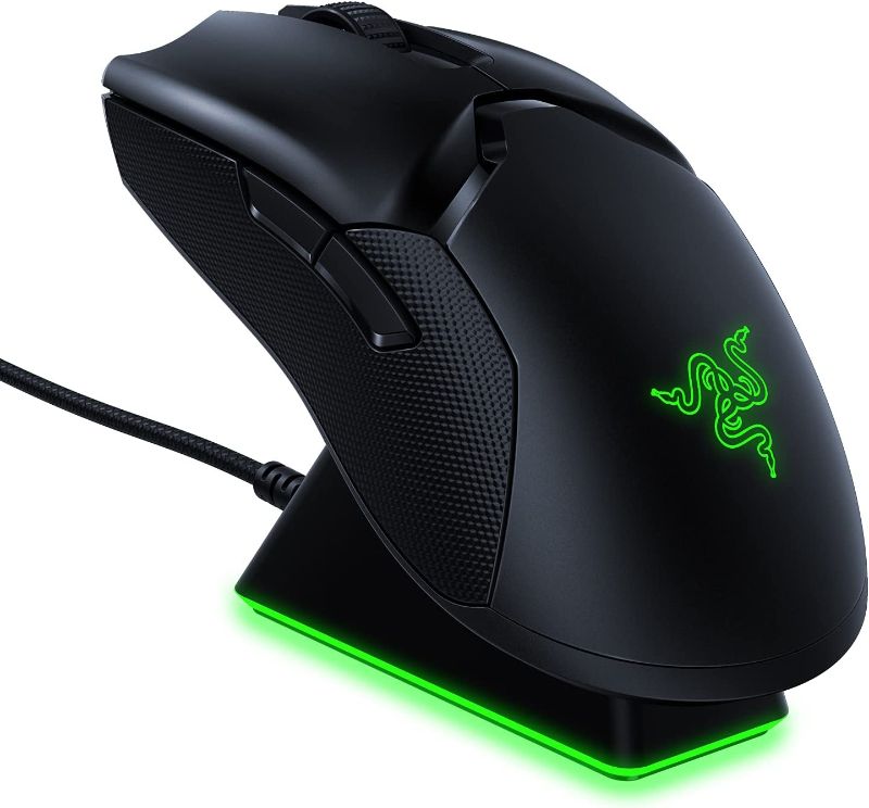 Photo 1 of Razer Viper Ultimate Hyperspeed Lightweight Wireless Gaming Mouse & RGB Charging Dock: Fastest Gaming Mouse Switch - 20K DPI Optical Sensor - Chroma Lighting - 8 Programmable Buttons - 70 Hr Battery
[[MISSING MOUSE CABLE]]