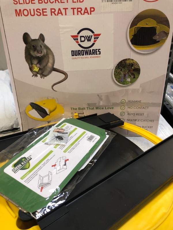 Photo 2 of You Will RID of Pesky Rodents-Improved Flip N Slide Lid Bucket Mouse Trap-High Catch Rate-DUROWARES-Humane or Lethal-Indoor-Outdoor-Auto Reset-Concealed & Sanitary Mice Rats Control-No Direct Contact
