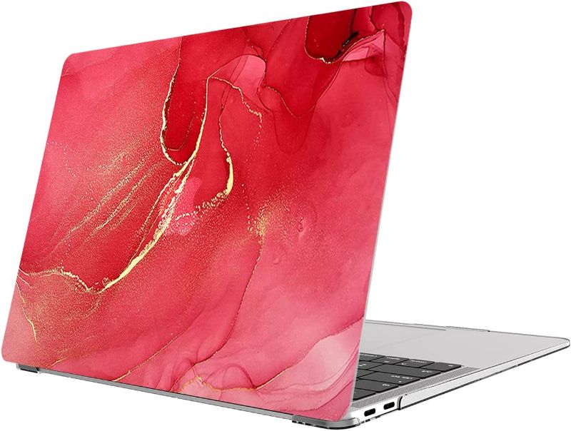 Photo 1 of AOSRHCY Compatible with MacBook Pro 13 Inch Case 2020 Release A2338 M1 A2251 A2289 with Touch Bar and Touch ID.Plastic Hard Shell Case & Keyboard Cover & Screen Protector & Mouse Pad.Red Marble
