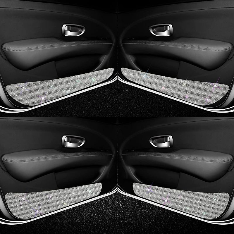 Photo 1 of 4-Pieces Bling Car Door Anti-Kick Pad, Crystal Car Door Protective Pad, Diamonds Anti-Collision Sticker(2 Pieces for Front Door and 2 Pieces for Back Seat Door) (Bright Color)
