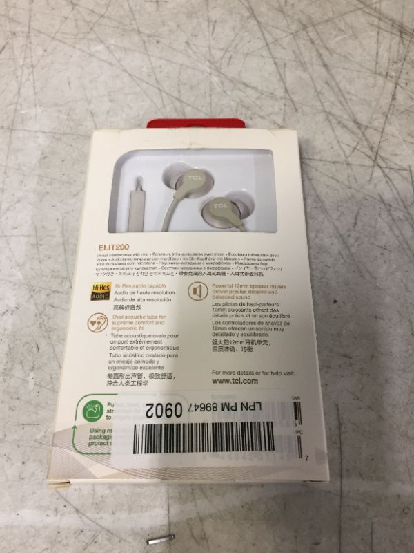 Photo 3 of TCL Elit100 in-Ear Earbuds Hi-Res Wired Noise Isolating Headphones with Built-in Mic – Cement Gray
