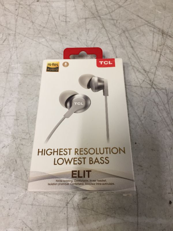 Photo 2 of TCL Elit100 in-Ear Earbuds Hi-Res Wired Noise Isolating Headphones with Built-in Mic – Cement Gray
