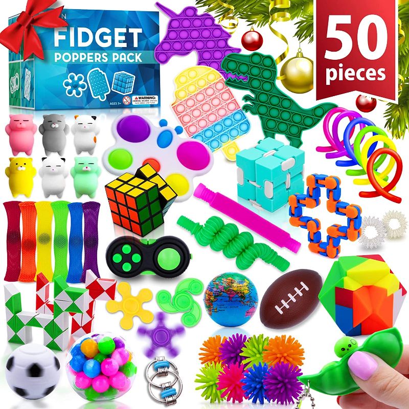 Photo 1 of (50 Pcs) Fidget Toys Pack Party Favors Gifts for Kids Adults, Autism Sensory Toy Classroom Prizes Autistic Children Pop Its Bulk Fidgets Stocking Pinata Stuffers, Treasure Box Girls Goodie Bag Stress
